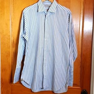MILLER BROTHERS LTD BLUE & YELLOW  STRIPPED LONGSLEVE BUTTON UP